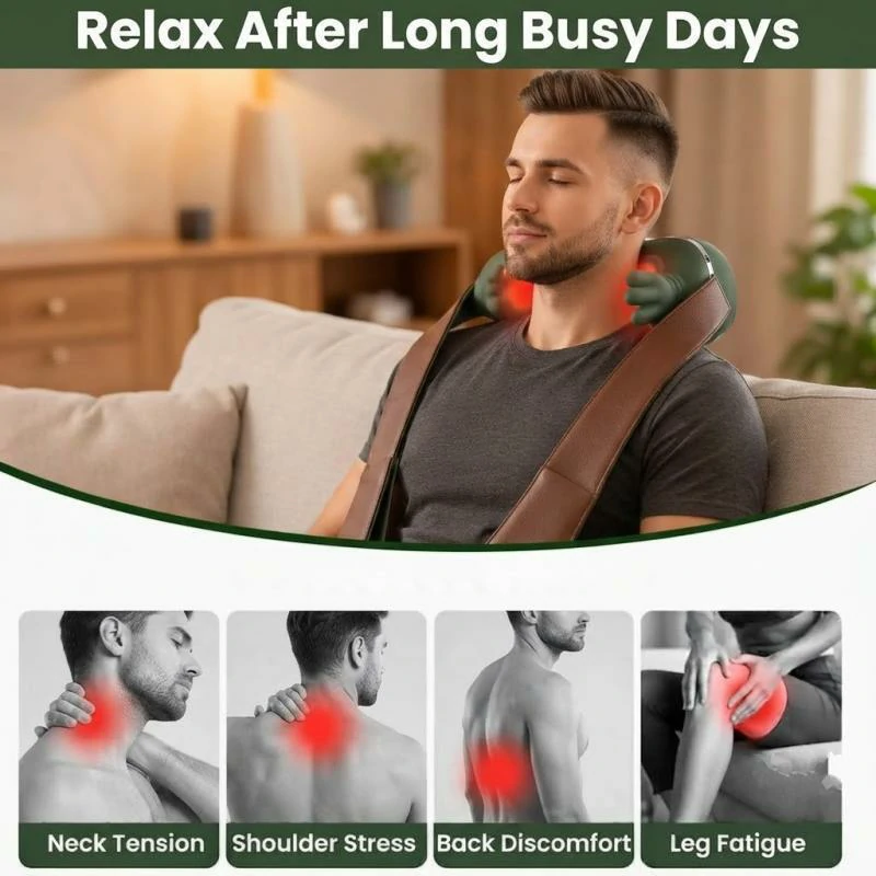 Best Quality 100% Original Premium 4D Neck & Shoulder Massager USB Type C Rechargeable Very Comfortable Realistic Hand Massager - Image 6